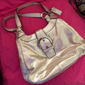 Soft shiny goldish Coach Purse